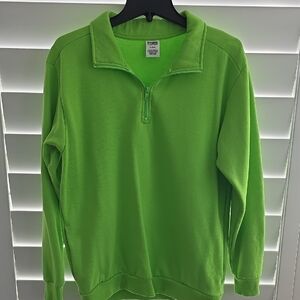 PINK Victoria's Secret Bright Green Quarter-Zip Sweatshirt